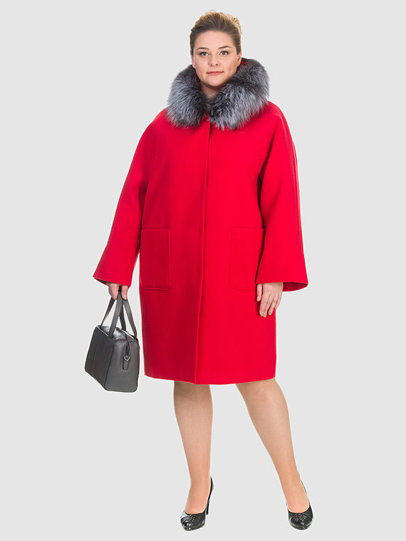 Текстильное пальто 50% шерсть, 50%  п/а, цвет красный, арт. 08902695  - цена 15990 руб.  - магазин TOTOGROUP