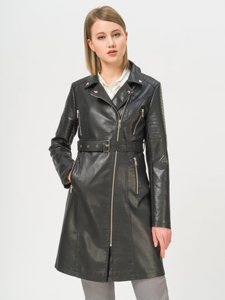 Кожаное пальто эко-кожа 100% П/А, цвет черный, арт. 18809897  - цена 3390 руб.