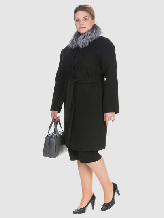 Текстильное пальто 50% шерсть, 50%  п/а, цвет черный, арт. 18902699  - цена 19990 руб.  - магазин TOTOGROUP