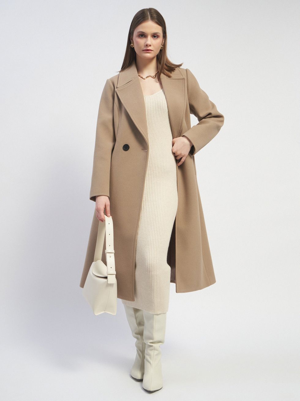 ТЕКСТИЛЬНОЕ ПАЛЬТО ЖЕНСКОЕ, БЕЖЕВОЕ