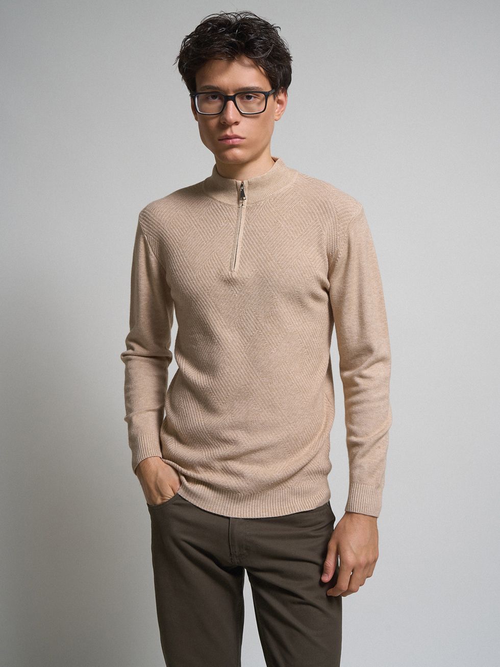ДЖЕМПЕР МУЖСКОЙ, БЕЖЕВЫЙ