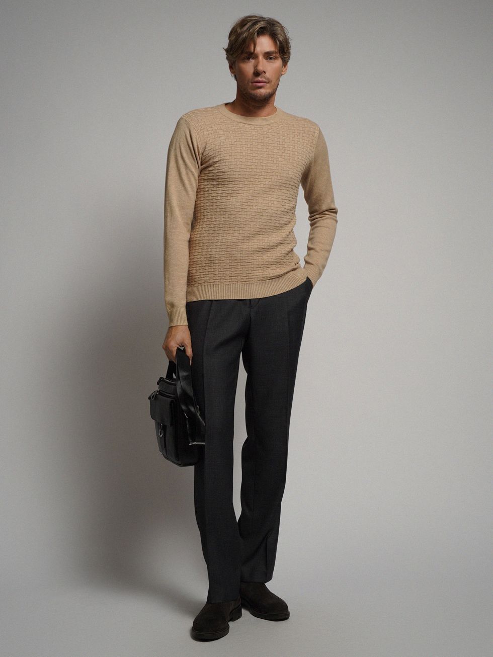 ДЖЕМПЕР МУЖСКОЙ, БЕЖЕВЫЙ