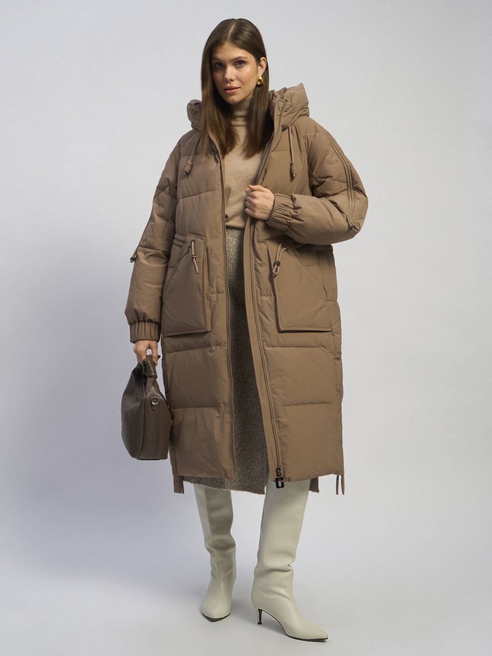 ПУХОВИК ЖЕНСКИЙ, СВЕТЛО-КОРИЧНЕВЫЙ