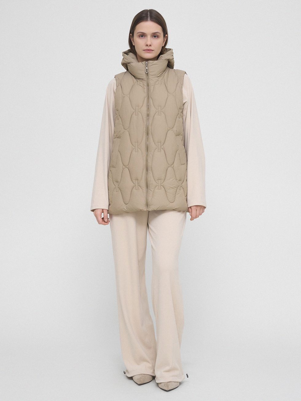 ПУХОВЫЙ ЖИЛЕТ ЖЕНСКИЙ, БЕЖЕВЫЙ