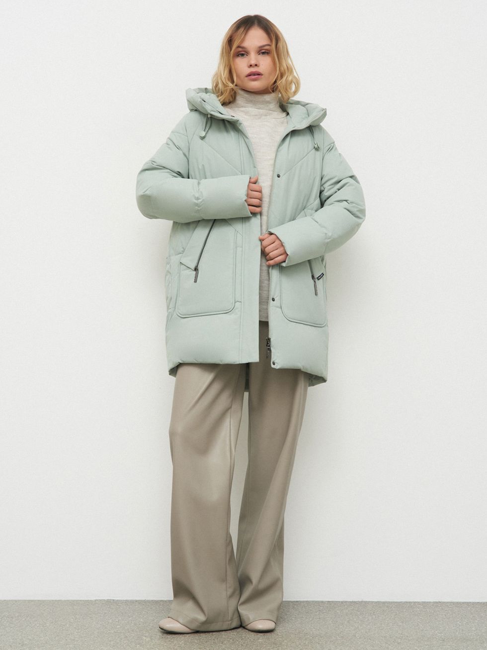 ПУХОВИК ЖЕНСКИЙ, СВЕТЛО-ЗЕЛЕНЫЙ