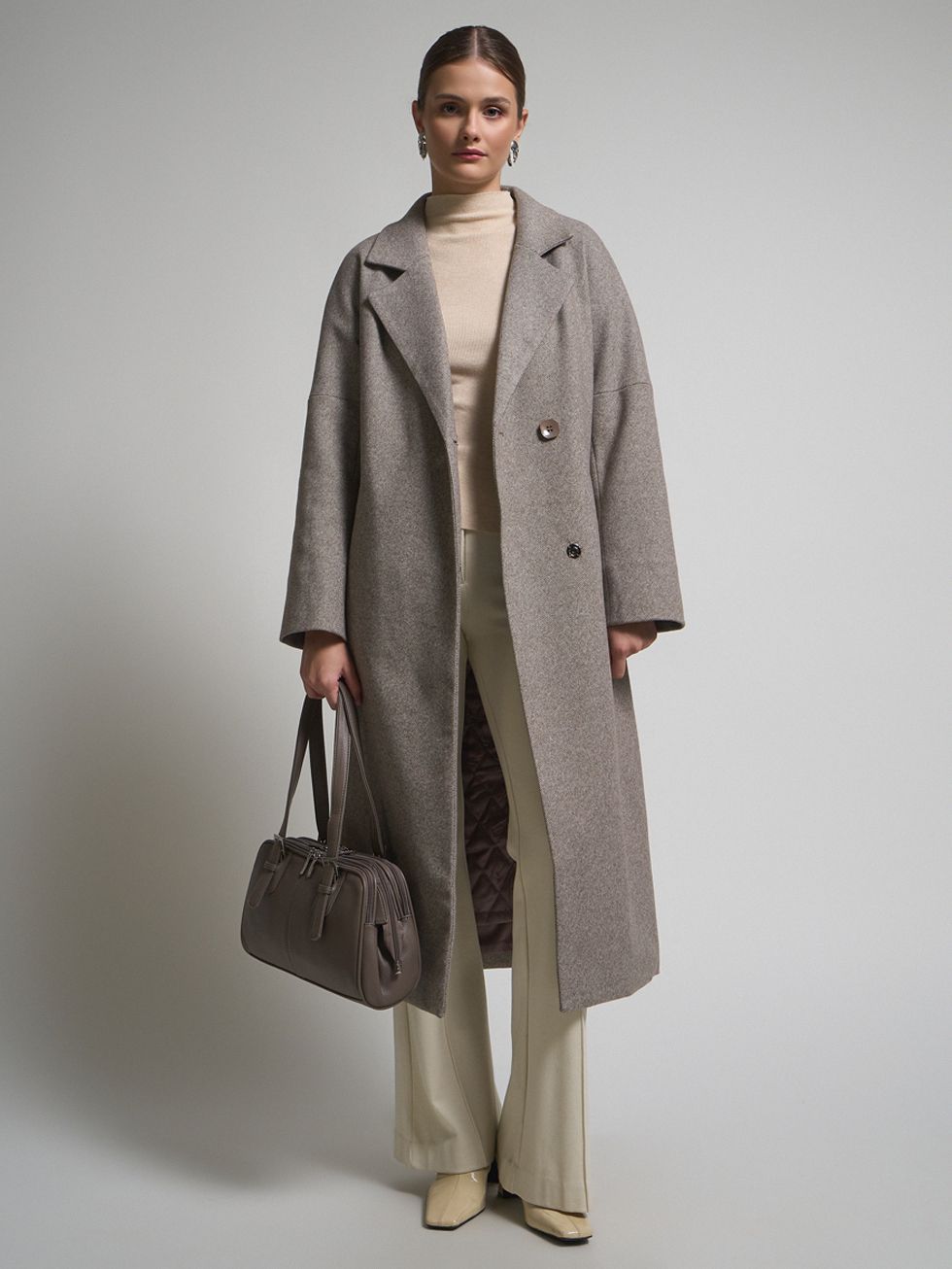 ТЕКСТИЛЬНОЕ ПАЛЬТО ЖЕНСКОЕ, КОРИЧНЕВОЕ