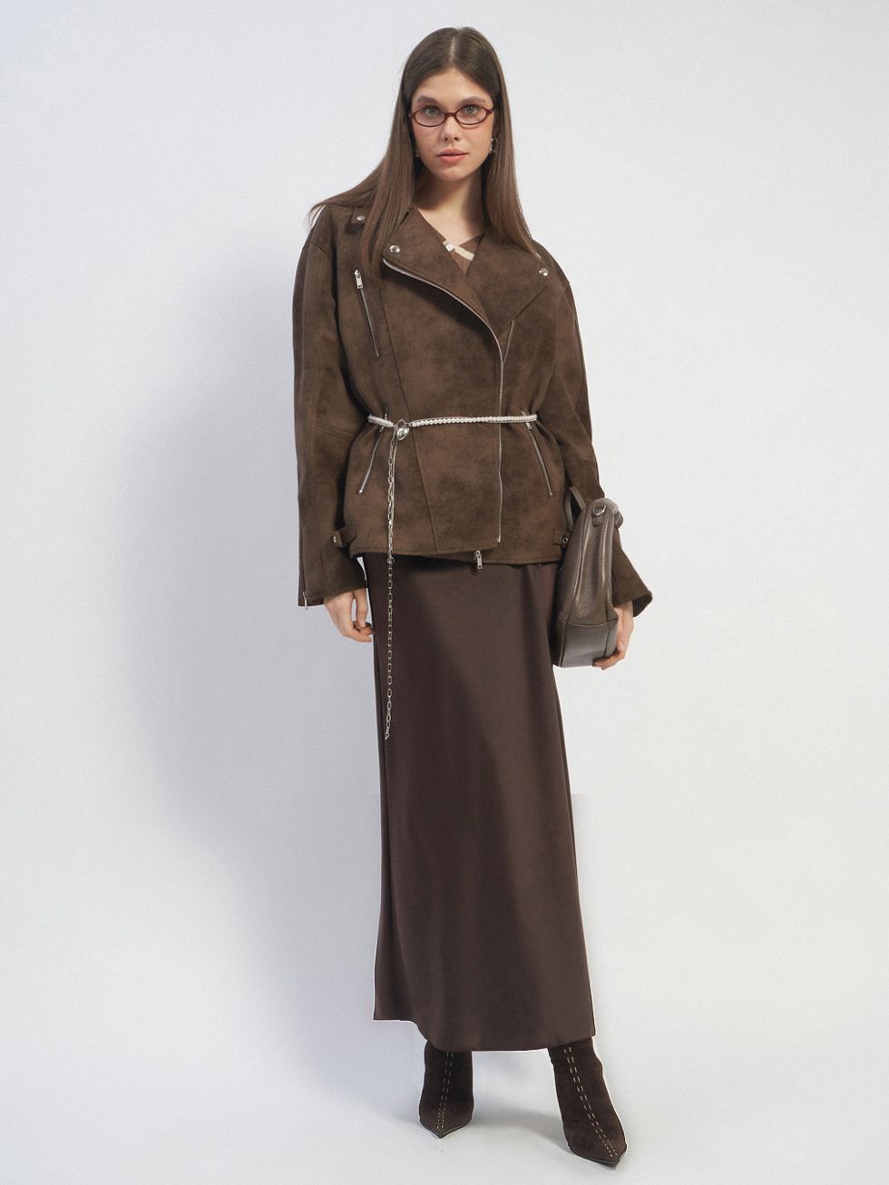 КОЖАНАЯ КУРТКА ЖЕНСКАЯ, КОРИЧНЕВАЯ