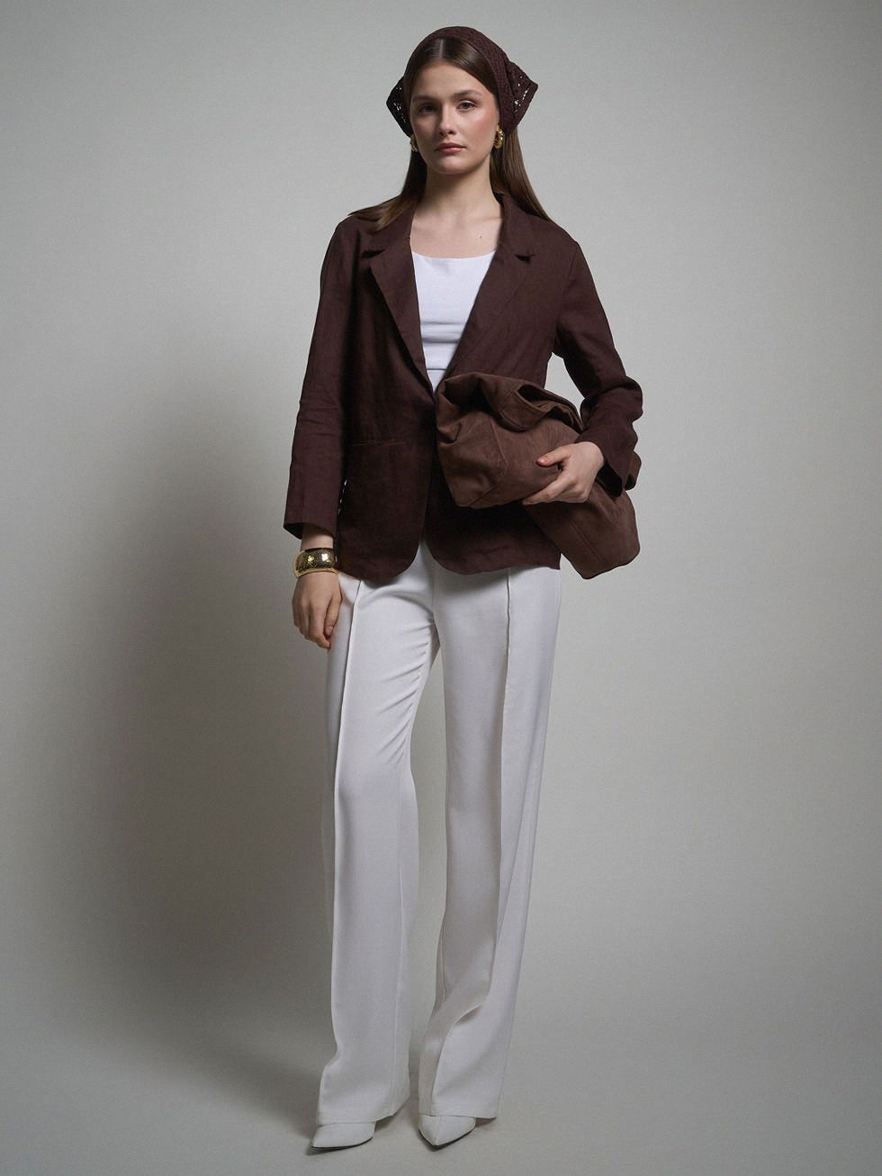 ЖАКЕТ ЖЕНСКИЙ, КОРИЧНЕВЫЙ