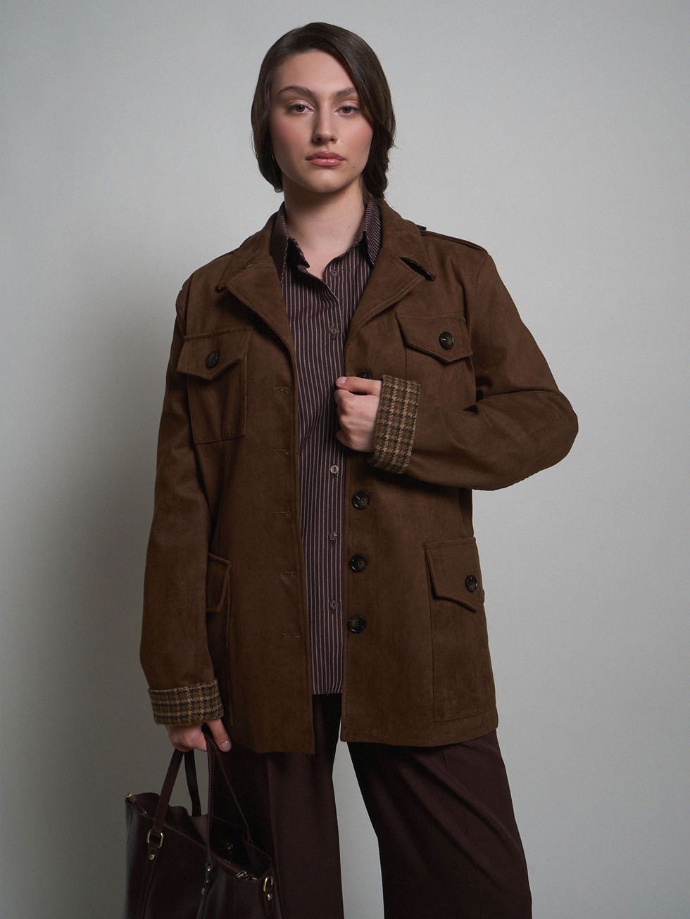 ЖАКЕТ ЖЕНСКИЙ, КОРИЧНЕВЫЙ