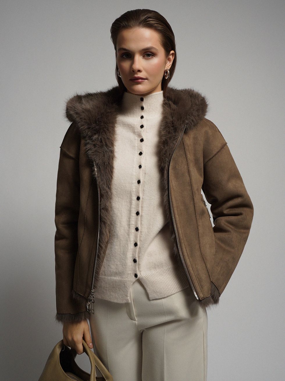 ДУБЛЕНКА ЖЕНСКАЯ, КОРИЧНЕВАЯ