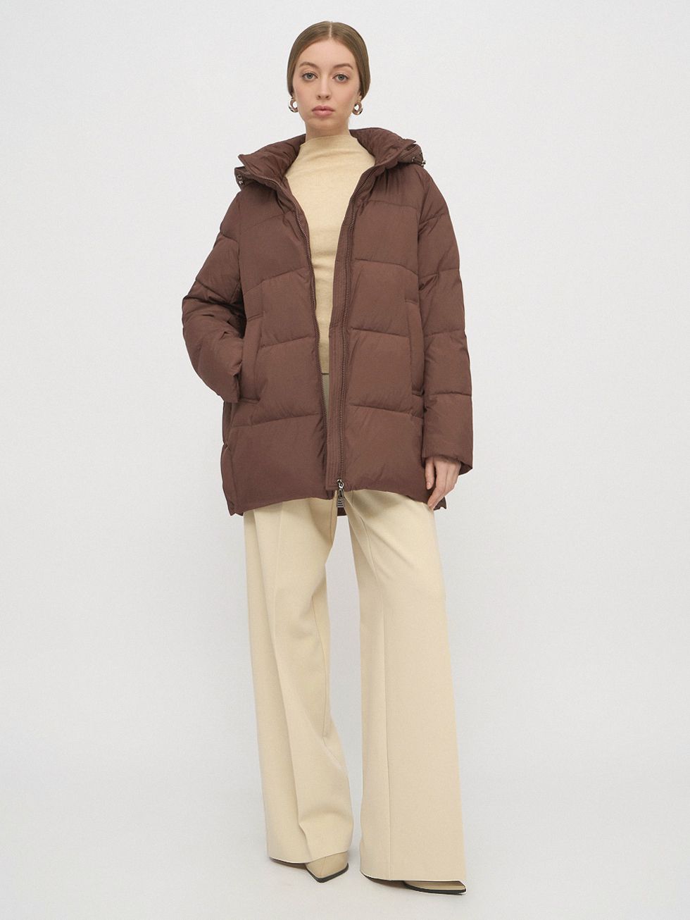 ПУХОВИК ЖЕНСКИЙ, КОРИЧНЕВЫЙ