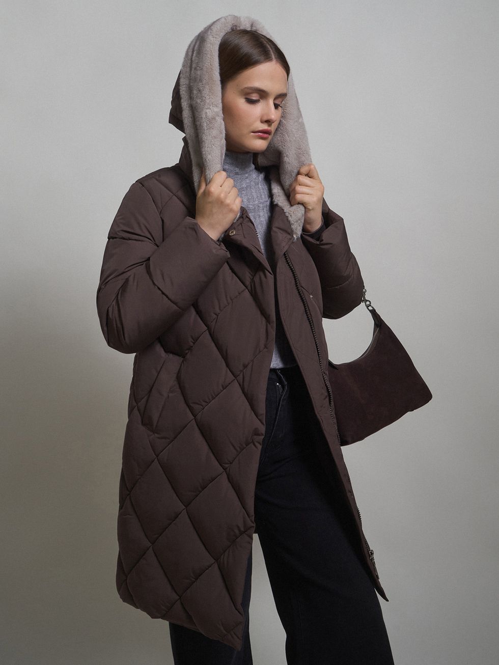 ПУХОВИК ЖЕНСКИЙ, КОРИЧНЕВЫЙ