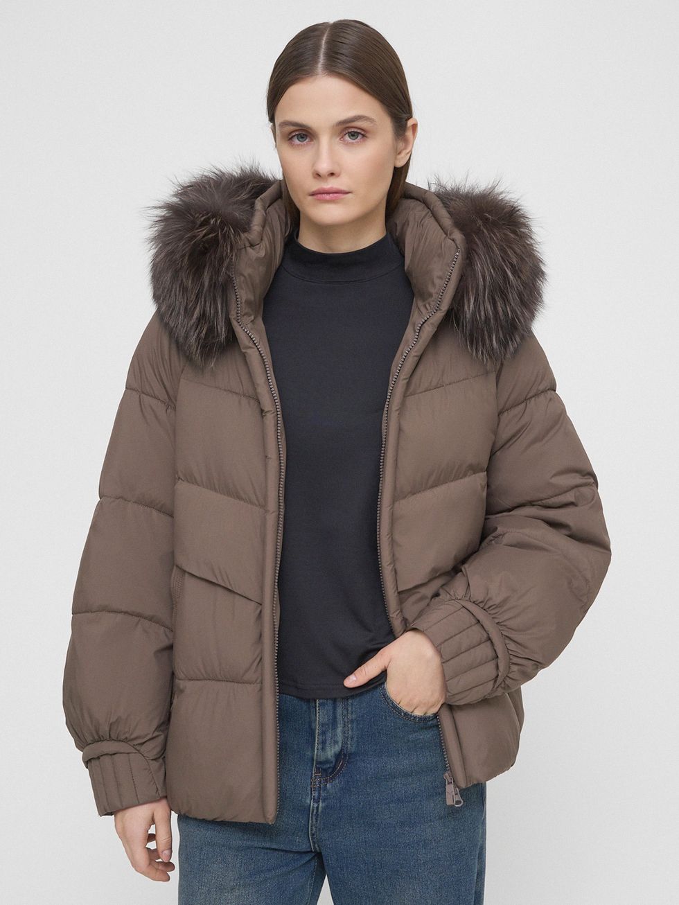 ПУХОВИК ЖЕНСКИЙ, КОРИЧНЕВЫЙ