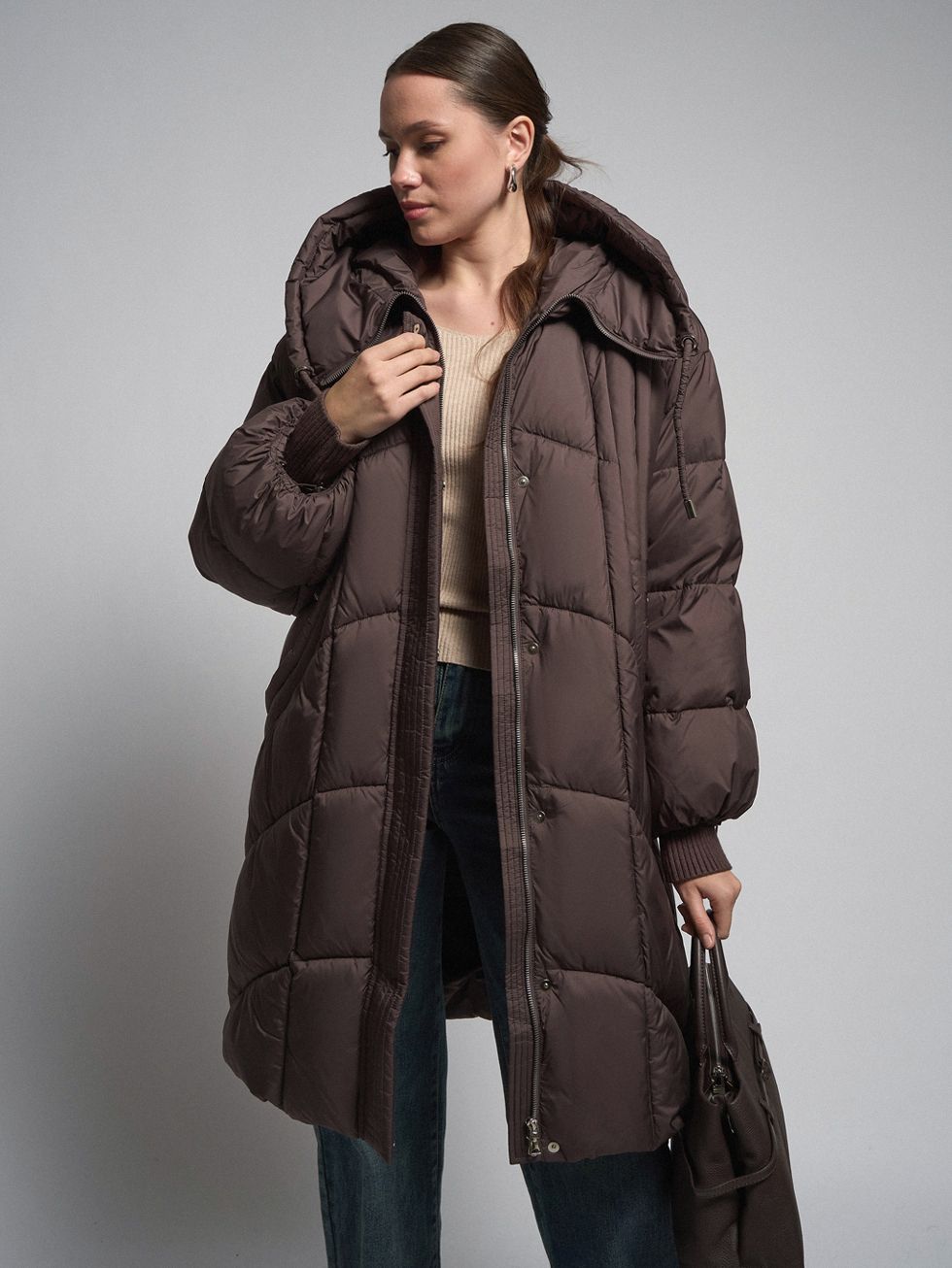 ПУХОВИК ЖЕНСКИЙ, КОРИЧНЕВЫЙ