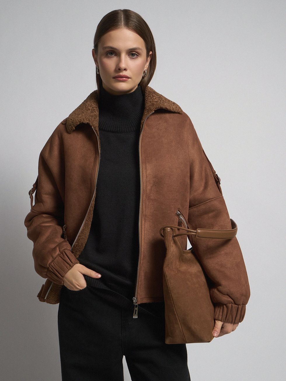 ДУБЛЕНКА ЖЕНСКАЯ, КОРИЧНЕВАЯ