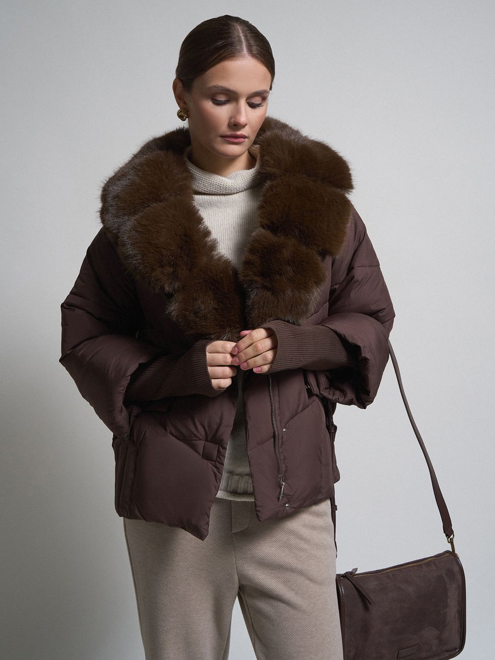 ПУХОВИК ЖЕНСКИЙ, КОРИЧНЕВЫЙ