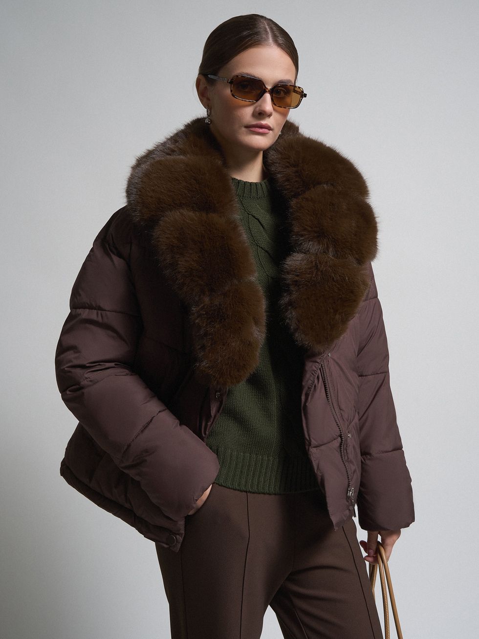ПУХОВИК ЖЕНСКИЙ, КОРИЧНЕВЫЙ