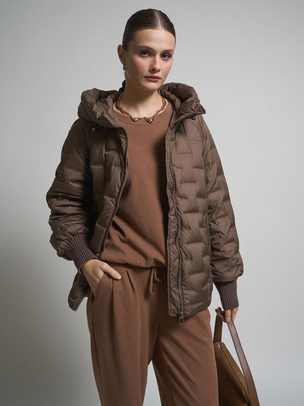 ПУХОВИК ЖЕНСКИЙ, КОРИЧНЕВЫЙ