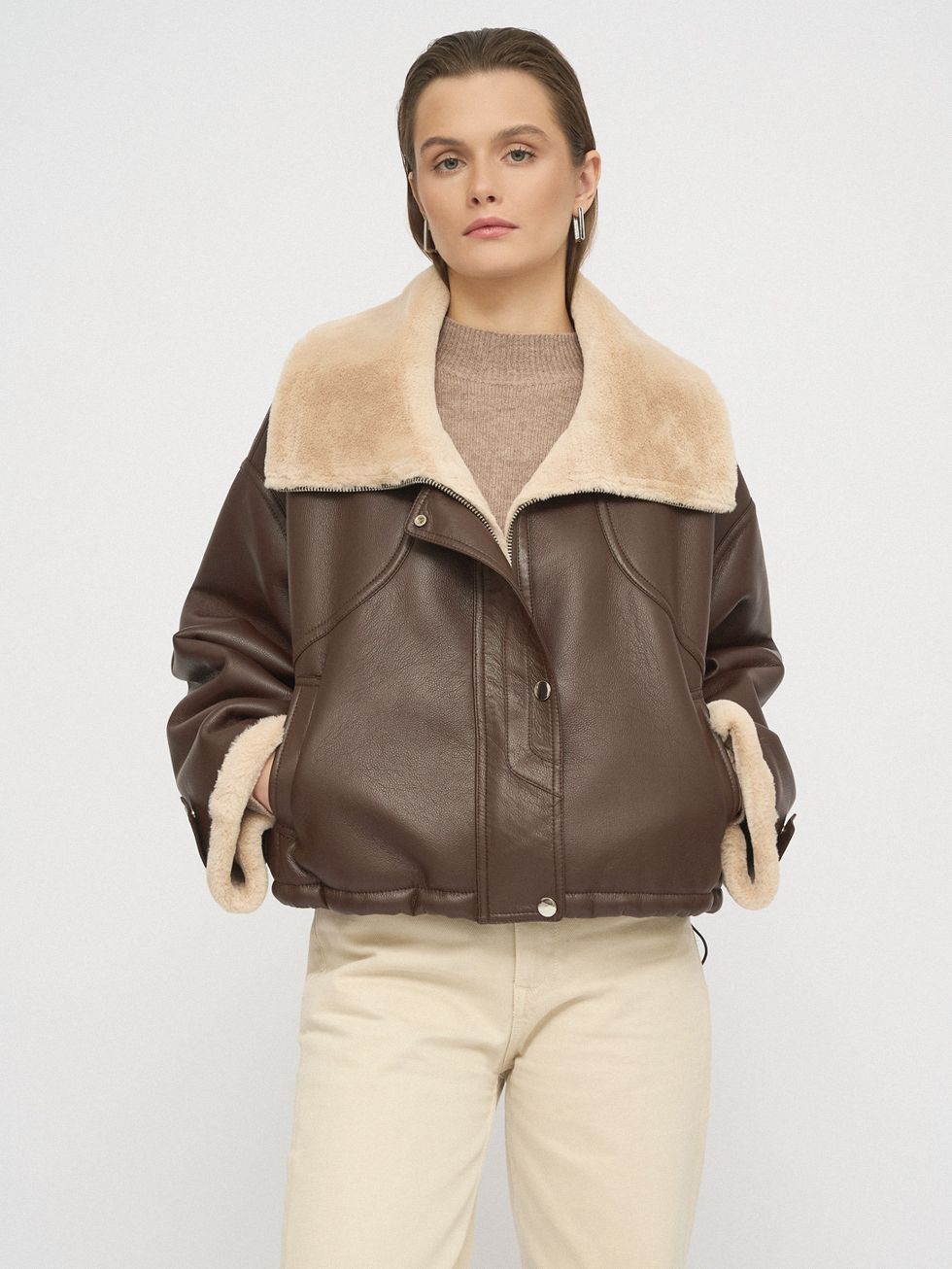 ДУБЛЕНКА ЖЕНСКАЯ, КОРИЧНЕВАЯ