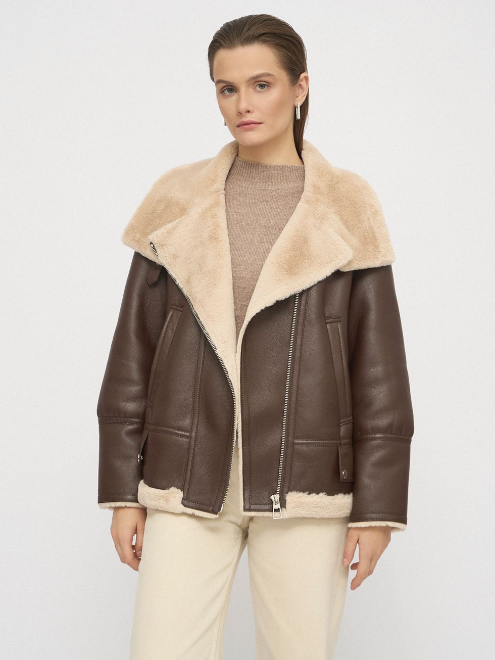 ДУБЛЕНКА ЖЕНСКАЯ, КОРИЧНЕВАЯ