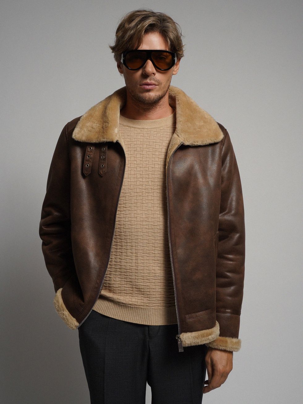 ДУБЛЕНКА МУЖСКАЯ, КОРИЧНЕВАЯ