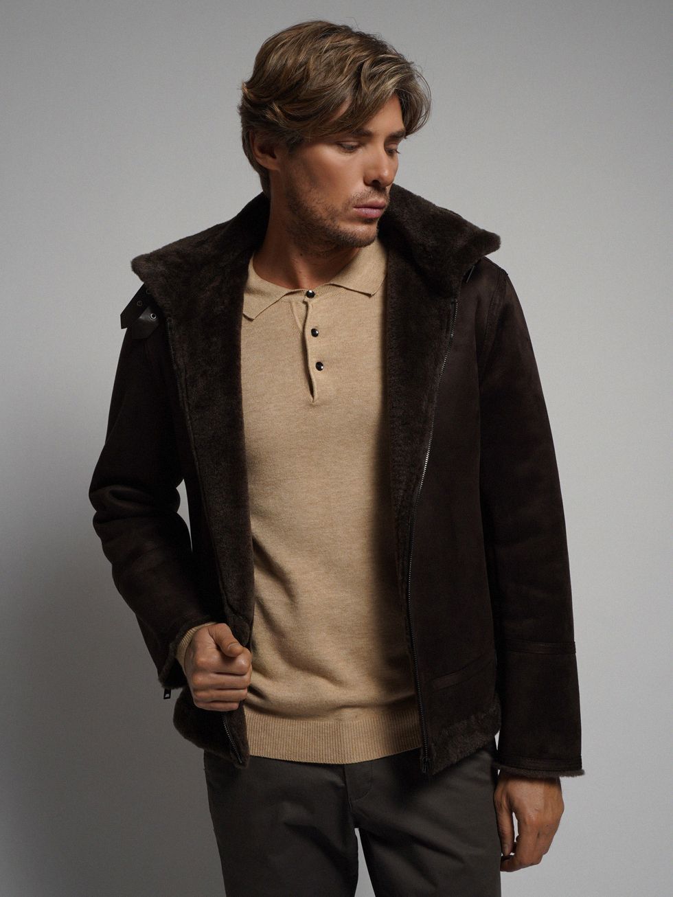 ДУБЛЕНКА МУЖСКАЯ, КОРИЧНЕВАЯ