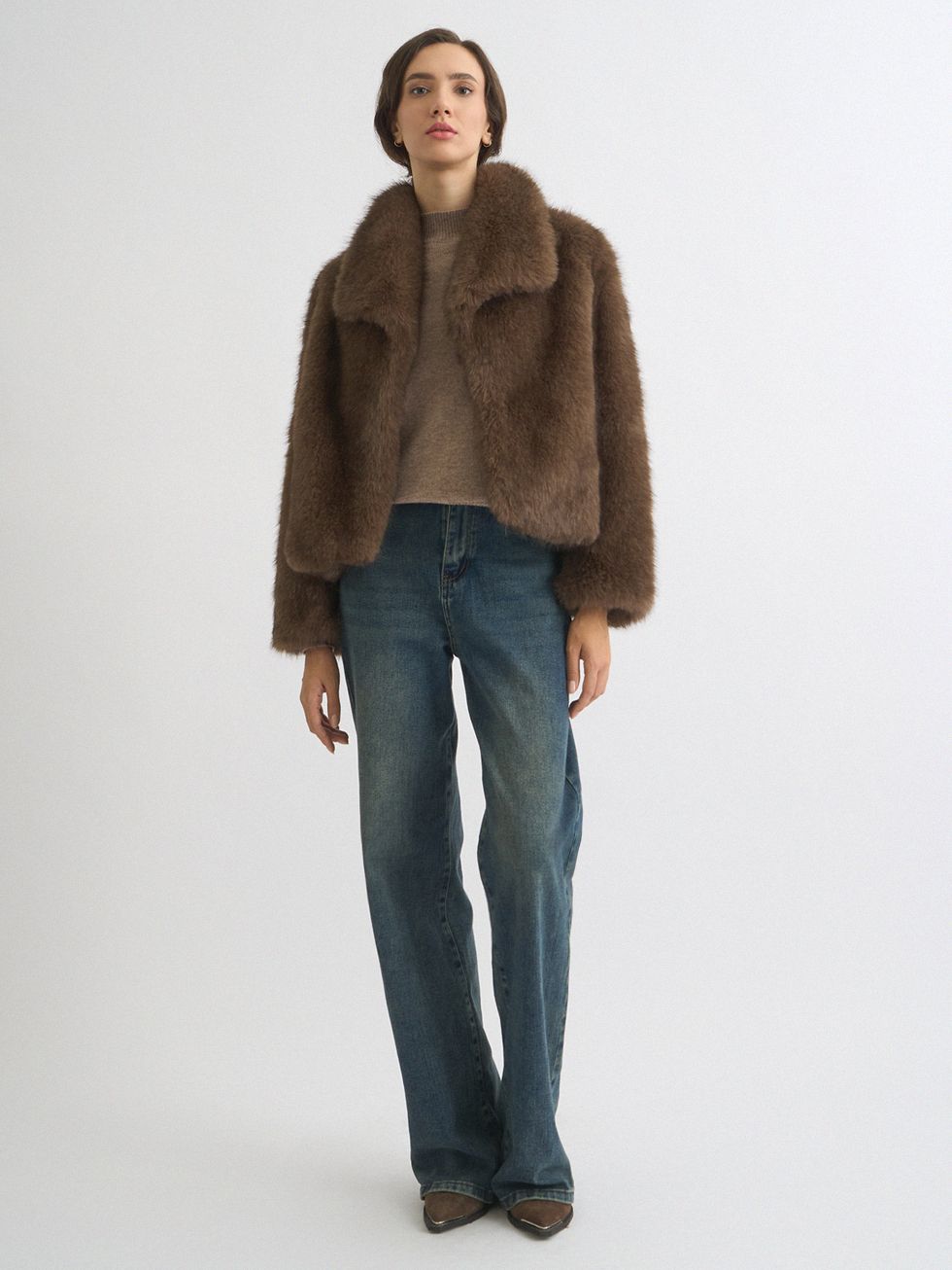 ШУБА КОРИЧНЕВАЯ, ЭКО-МЕХ