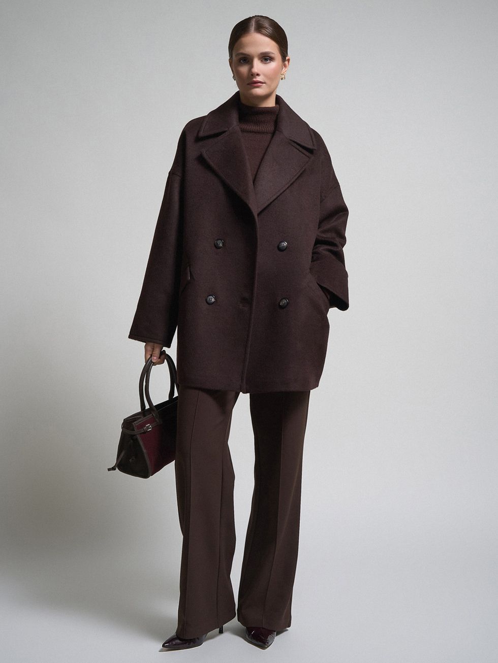 ТЕКСТИЛЬНОЕ ПАЛЬТО ЖЕНСКОЕ, КОРИЧНЕВОЕ