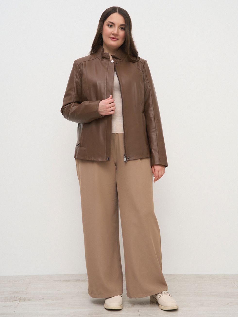 КОЖАНАЯ КУРТКА ЖЕНСКАЯ, КОРИЧНЕВАЯ