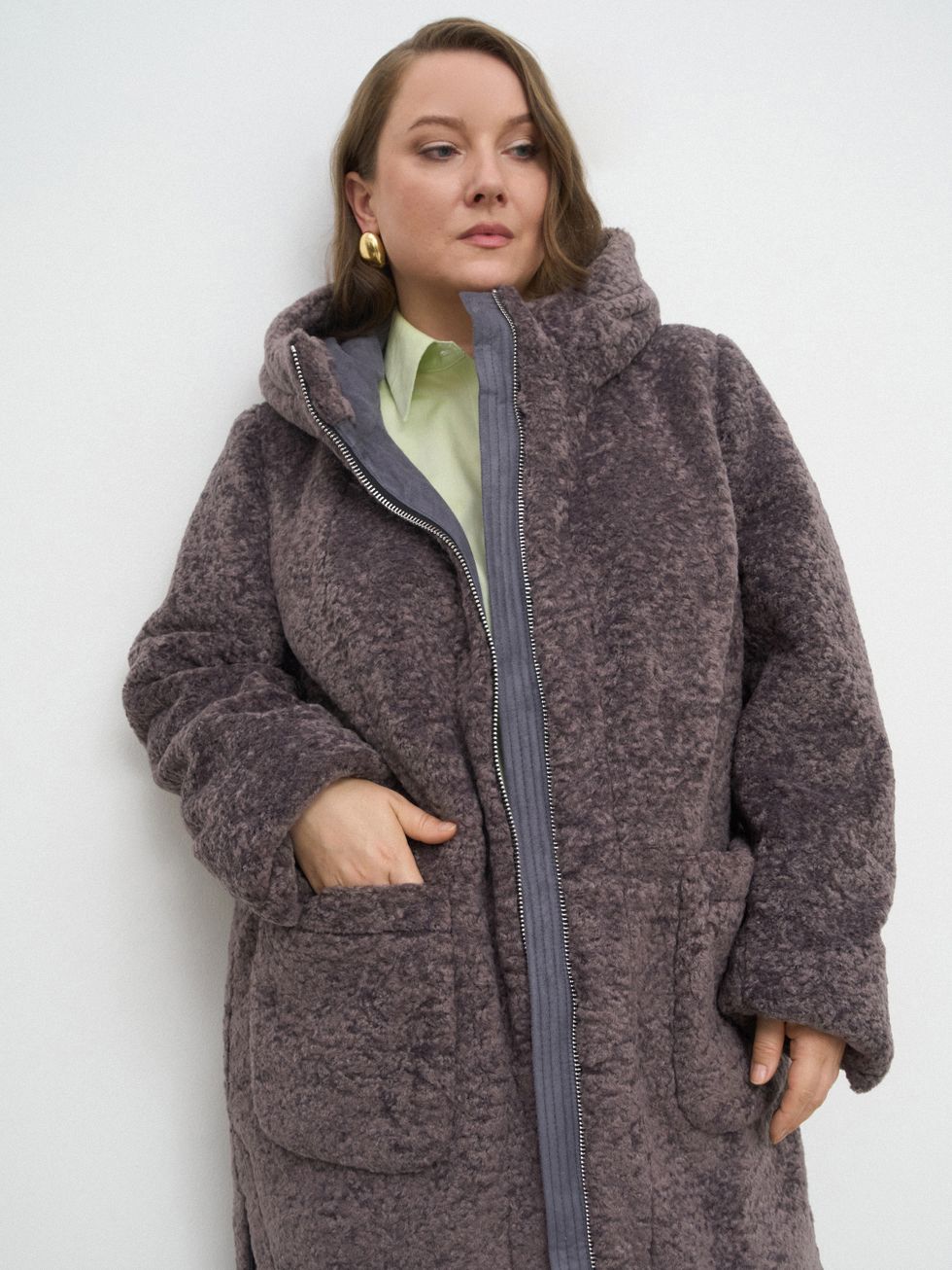 ШУБА КОРИЧНЕВАЯ, ЭКО-МЕХ