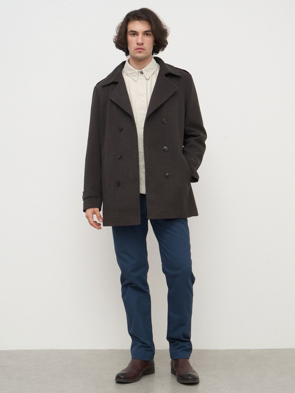 ТЕКСТИЛЬНОЕ ПАЛЬТО МУЖСКОЕ, КОРИЧНЕВОЕ