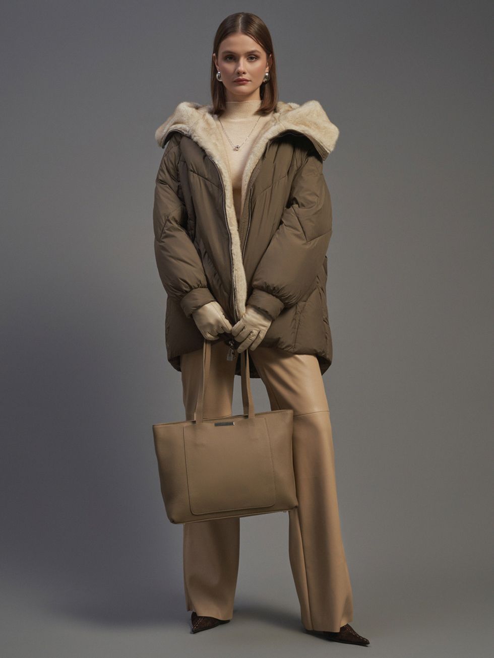 ПУХОВИК ЖЕНСКИЙ, КОРИЧНЕВЫЙ