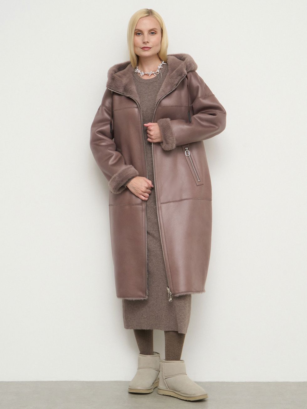 ДУБЛЕНКА ЖЕНСКАЯ, КОРИЧНЕВАЯ