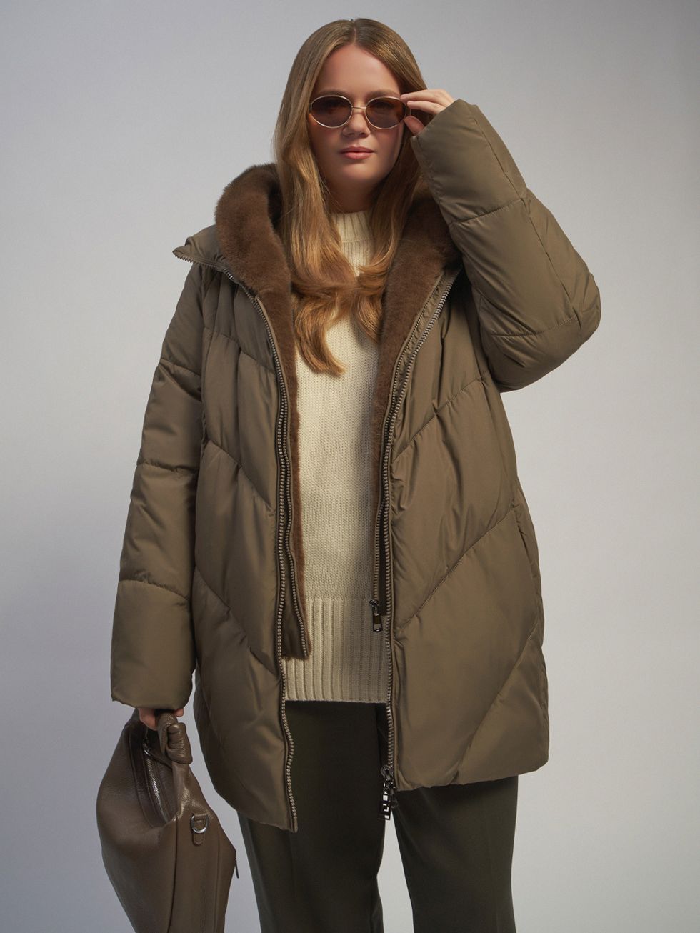ПУХОВИК ЖЕНСКИЙ, КОРИЧНЕВЫЙ