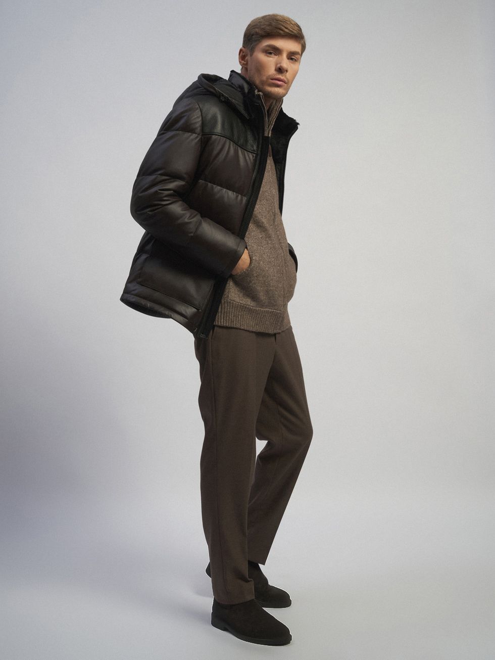 КОЖАНАЯ КУРТКА МУЖСКАЯ, КОРИЧНЕВАЯ