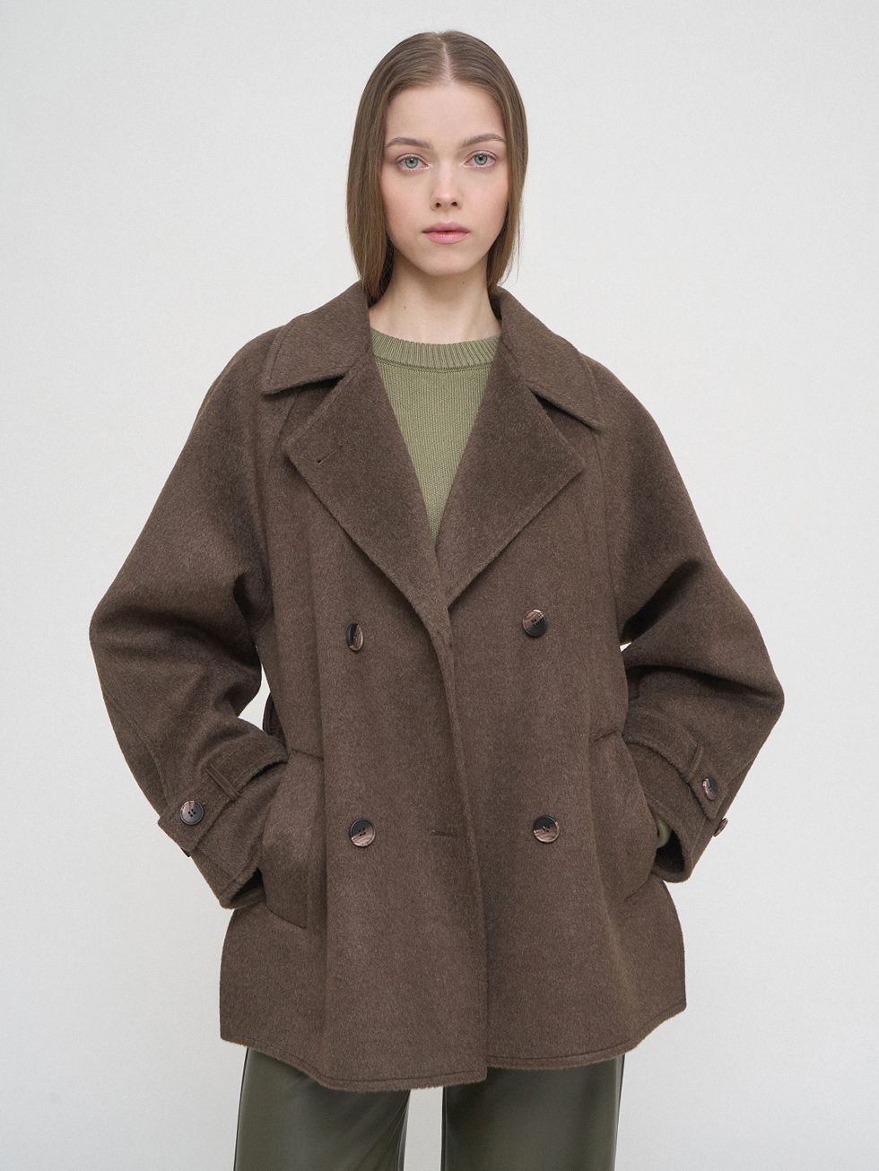 ТЕКСТИЛЬНОЕ ПАЛЬТО ЖЕНСКОЕ, КОРИЧНЕВОЕ