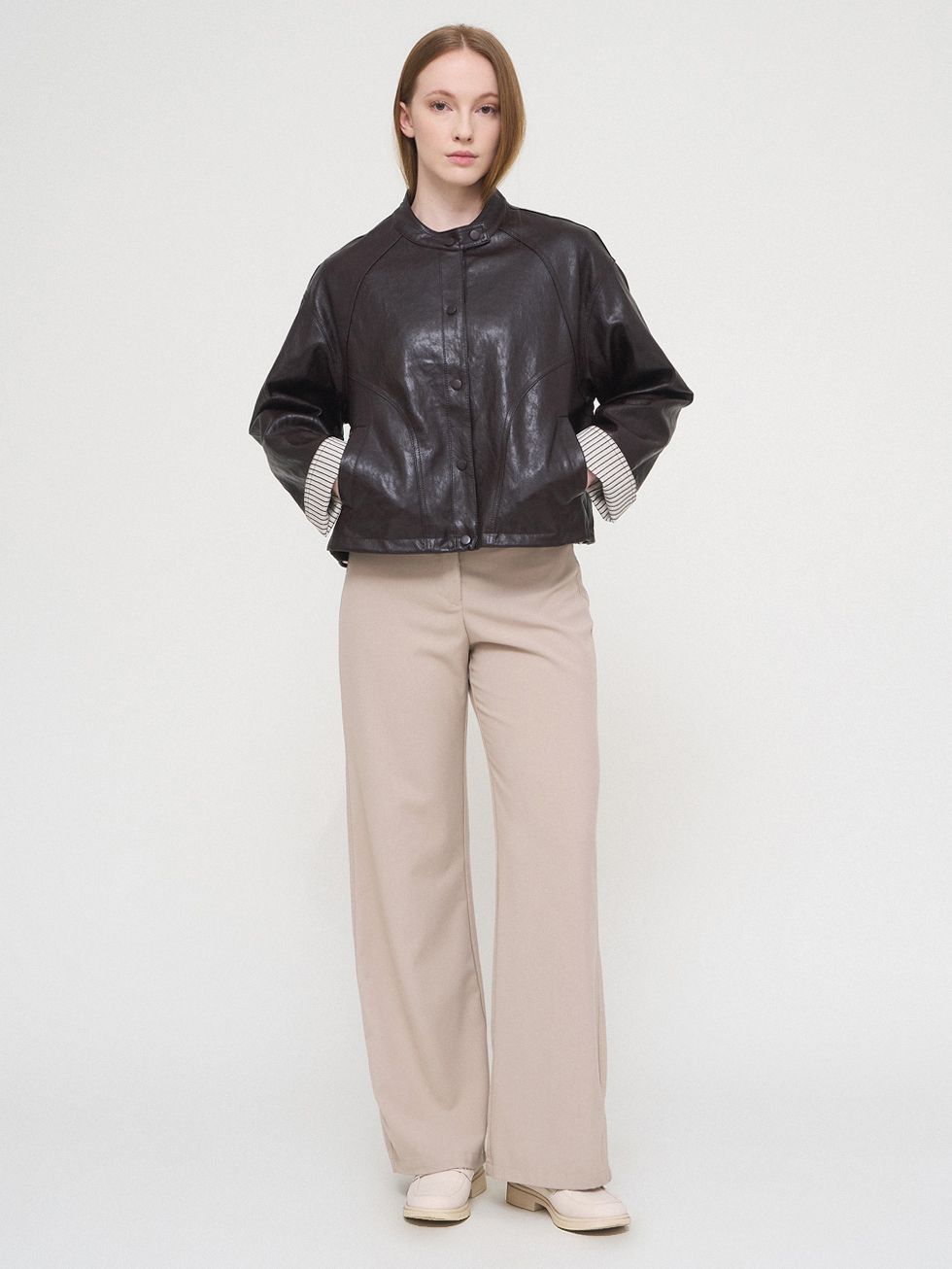 КОЖАНАЯ КУРТКА ЖЕНСКАЯ, КОРИЧНЕВАЯ