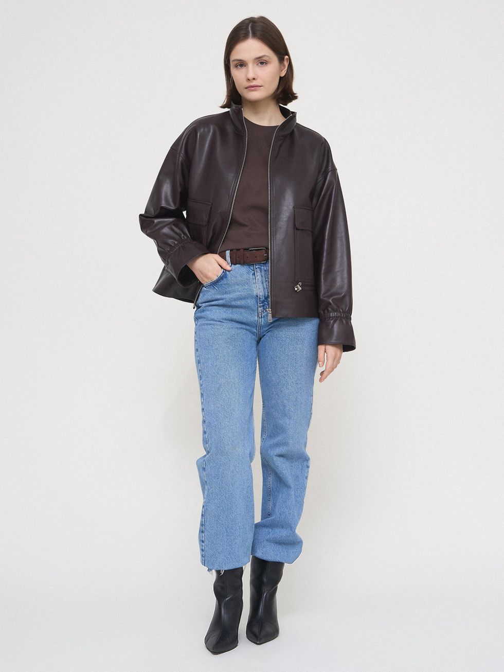 КОЖАНАЯ КУРТКА ЖЕНСКАЯ, КОРИЧНЕВАЯ