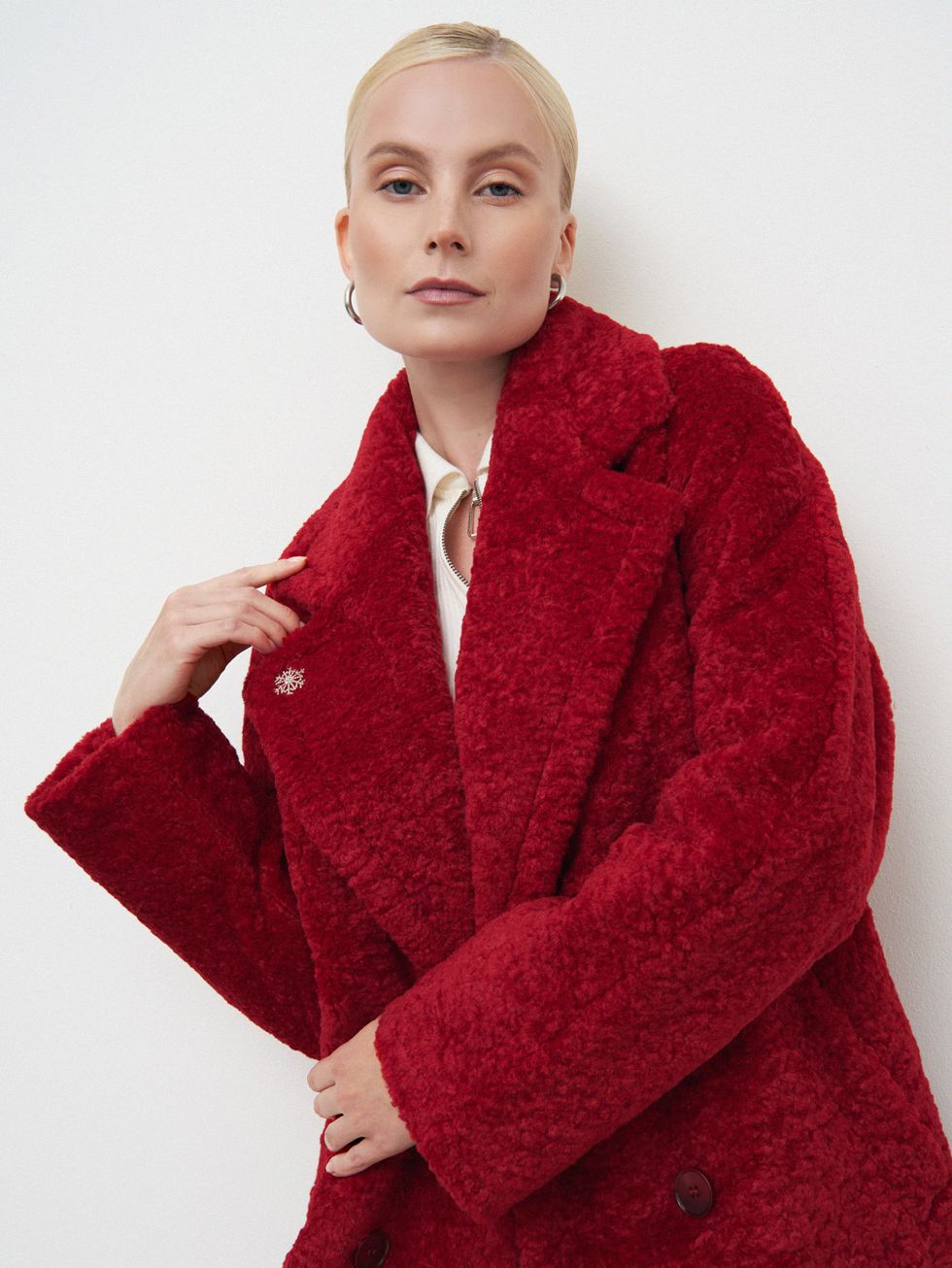 ШУБА КРАСНАЯ, ЭКО-МЕХ