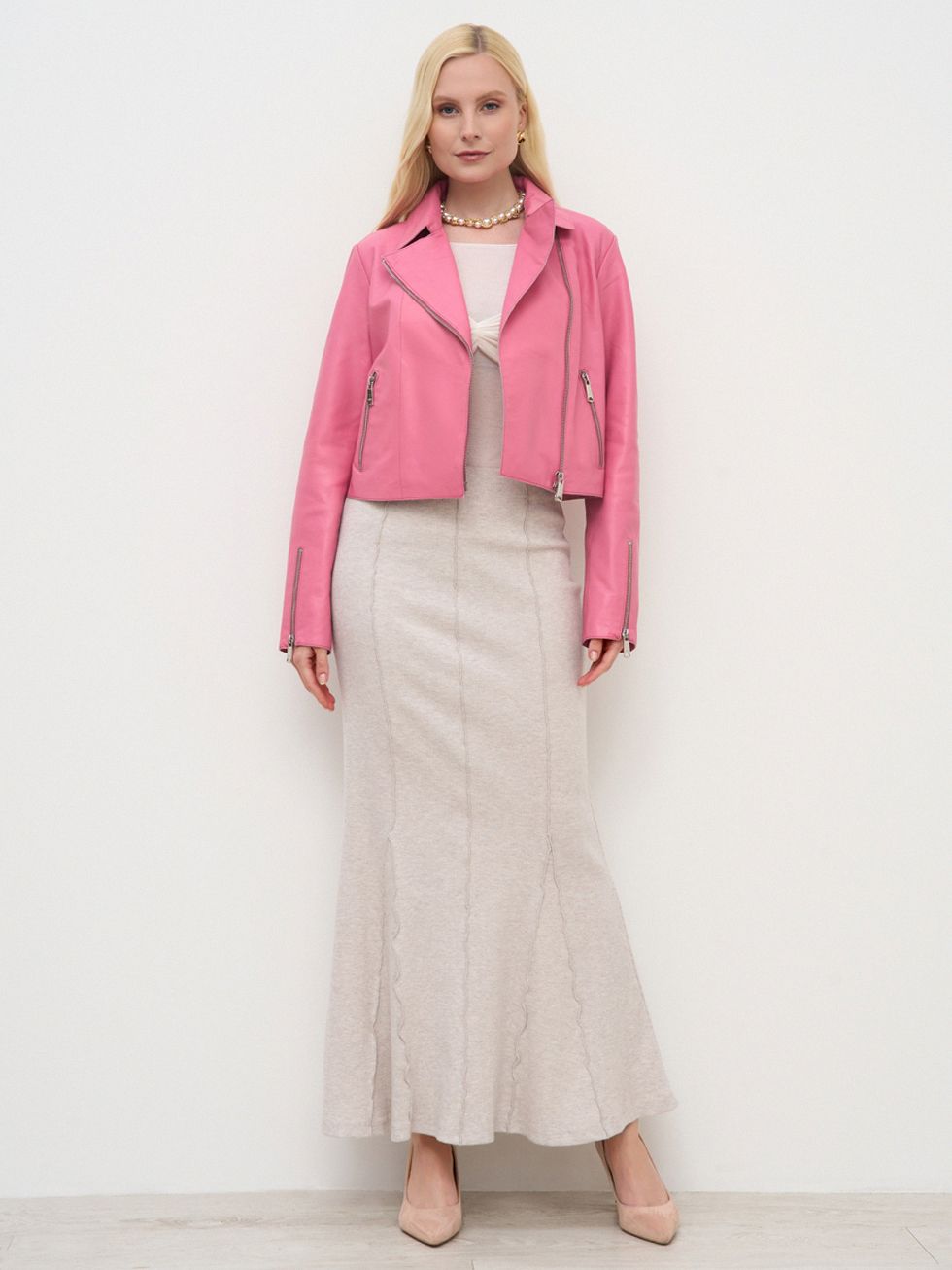 КОЖАНАЯ КУРТКА ЖЕНСКАЯ, РОЗОВАЯ