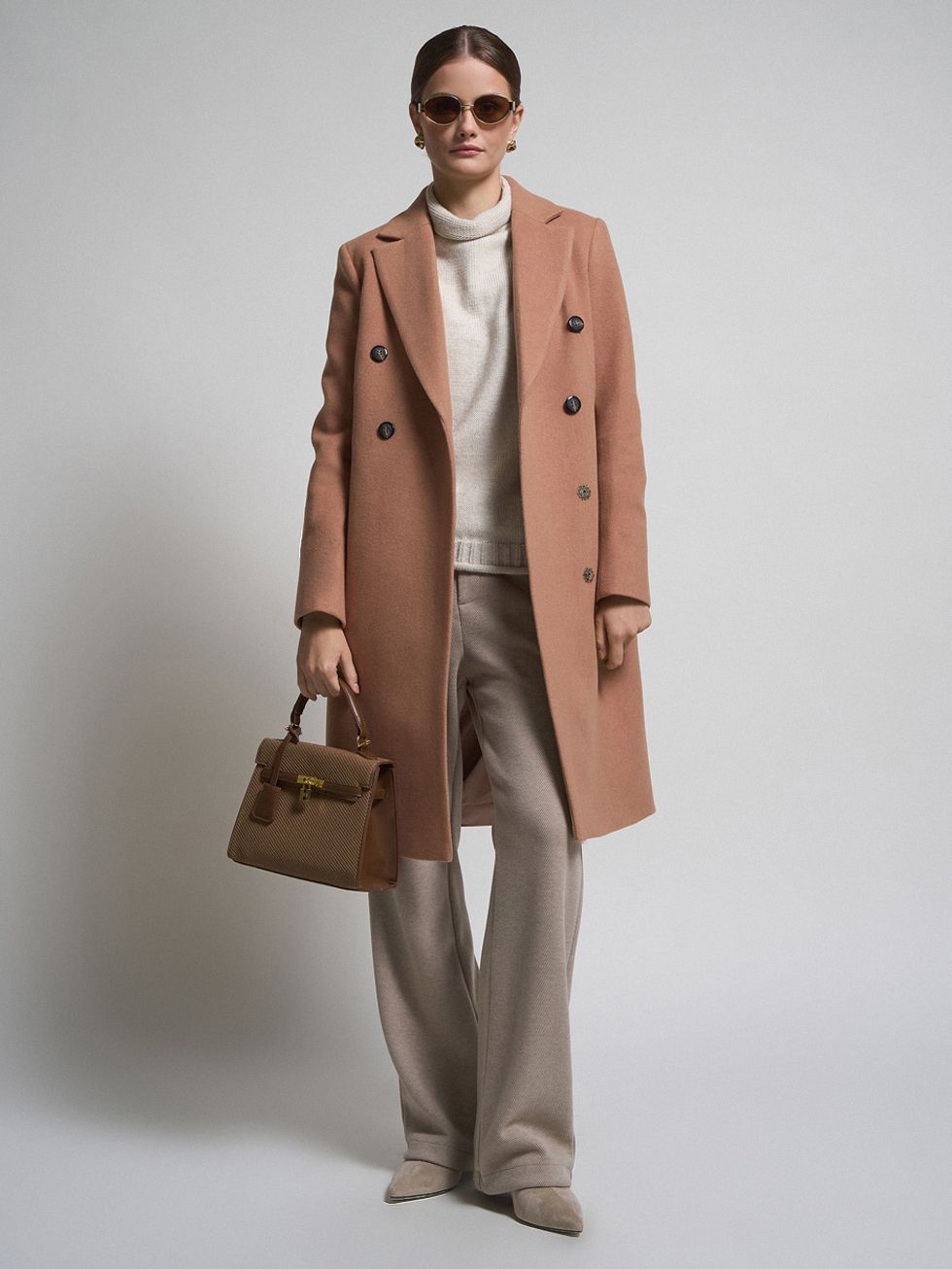 ТЕКСТИЛЬНОЕ ПАЛЬТО ЖЕНСКОЕ, КОРИЧНЕВОЕ