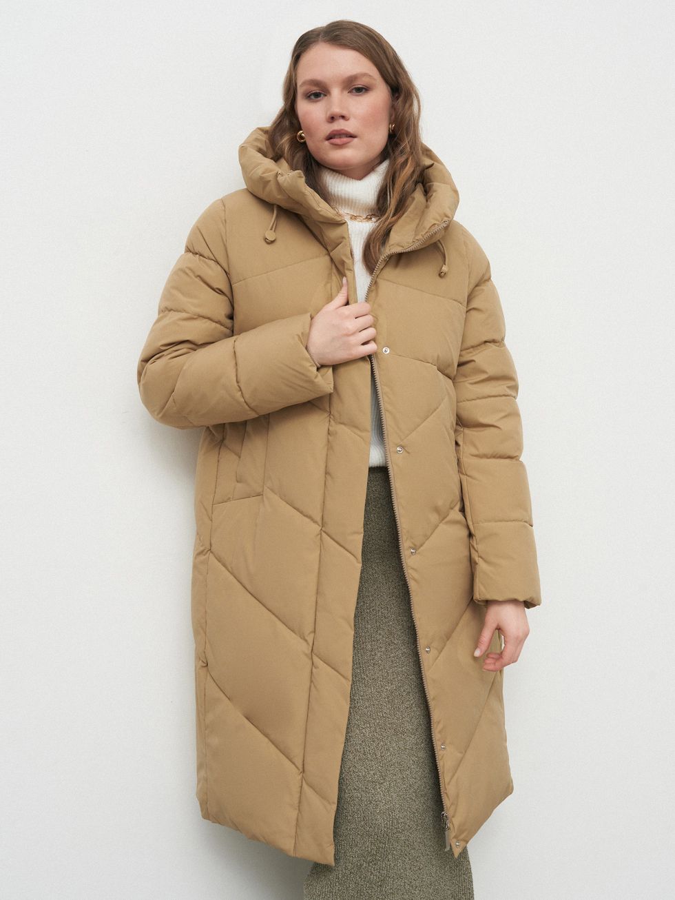 ПУХОВИК ЖЕНСКИЙ, СВЕТЛО-КОРИЧНЕВЫЙ