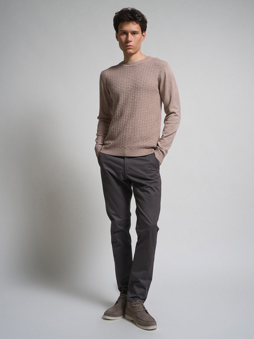 ДЖЕМПЕР МУЖСКОЙ, СВЕТЛО-КОРИЧНЕВЫЙ