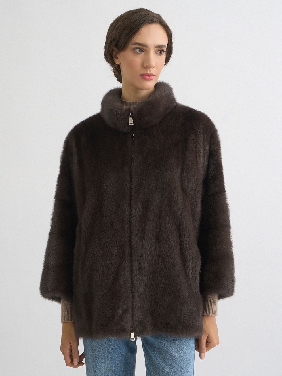 ШУБА СВЕТЛО-КОРИЧНЕВАЯ, МЕХ НОРКА