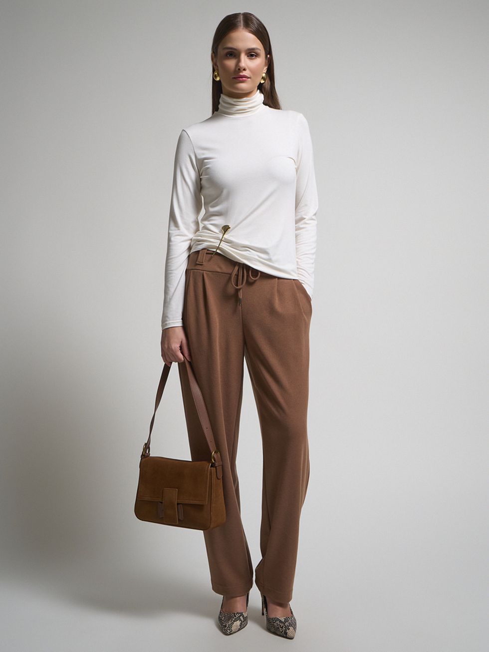 БРЮКИ ЖЕНСКИЕ, СВЕТЛО-КОРИЧНЕВЫЕ