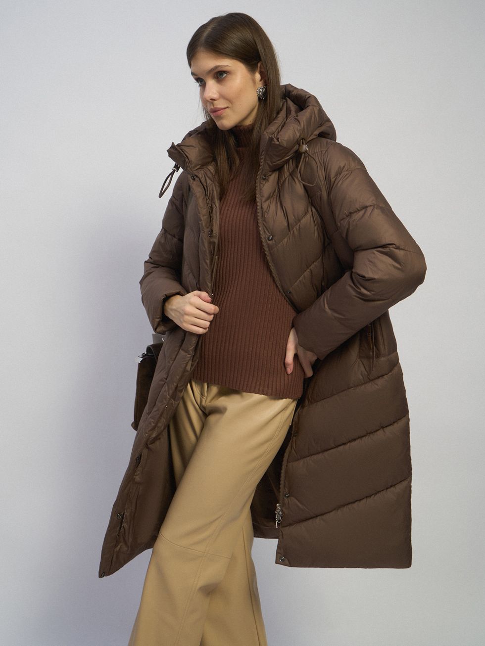 ПУХОВИК ЖЕНСКИЙ, КОРИЧНЕВЫЙ