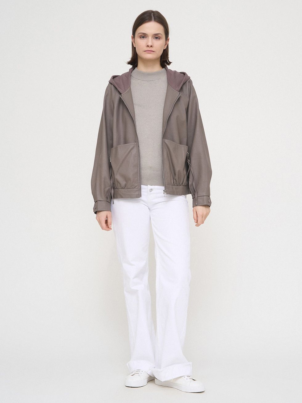 КОЖАНАЯ КУРТКА ЖЕНСКАЯ, СВЕТЛО-КОРИЧНЕВАЯ