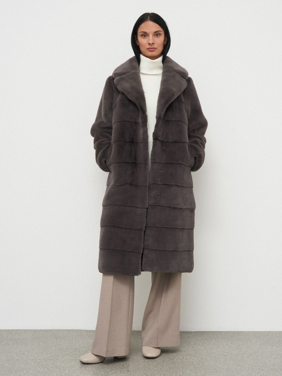 ШУБА СЕРАЯ, ЭКО-МЕХ