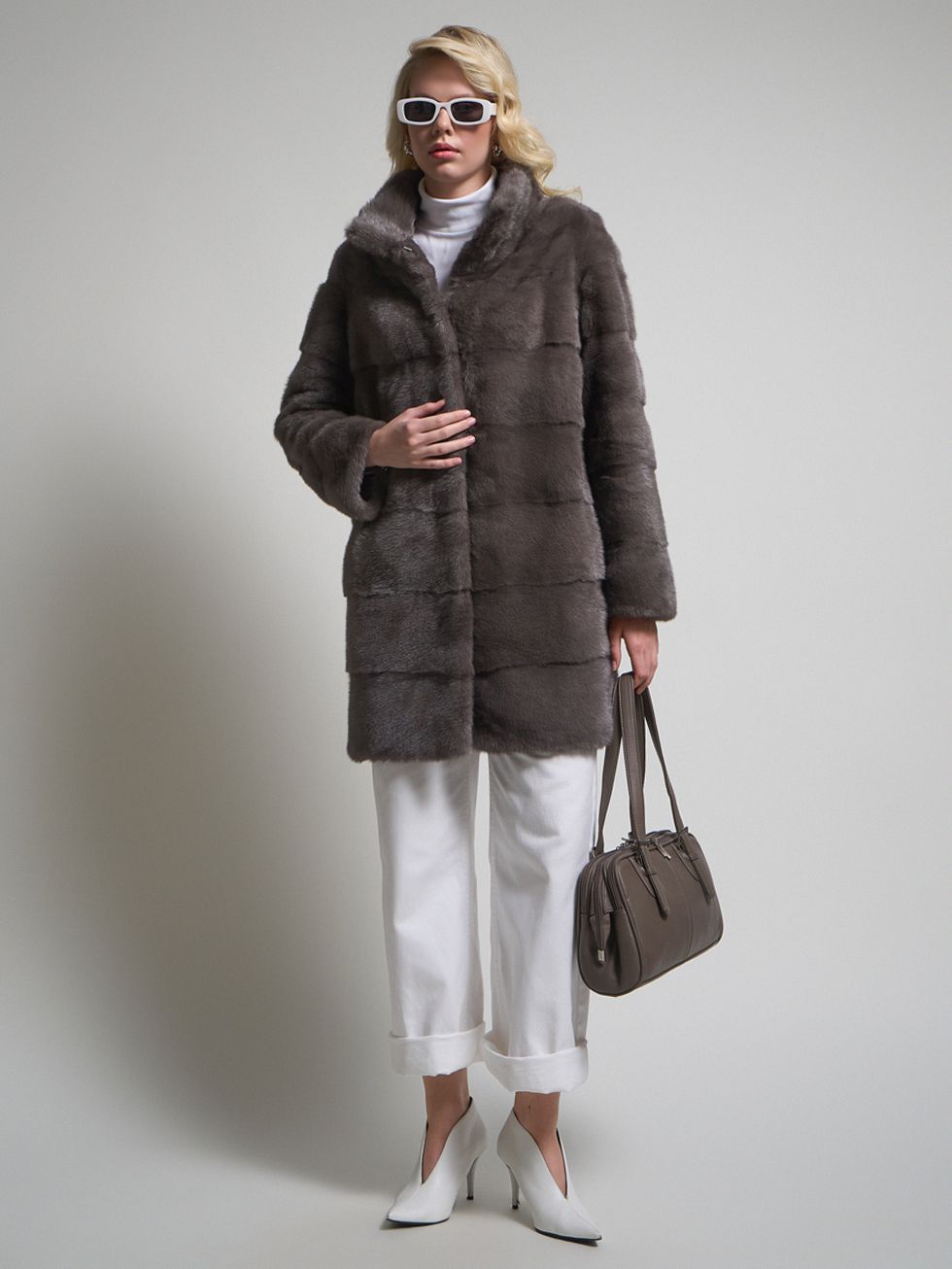 ШУБА СЕРАЯ, МЕХ НОРКА