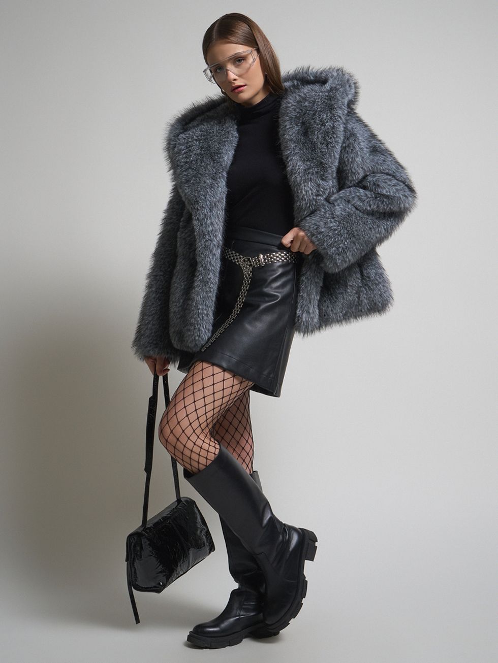 ШУБА СЕРАЯ, ЭКО-МЕХ